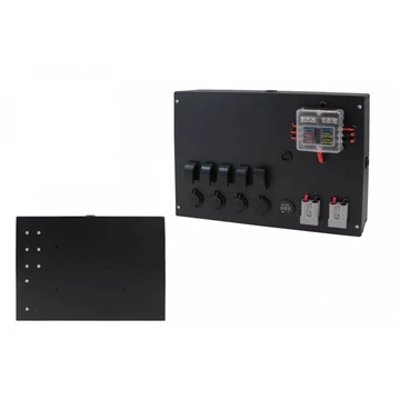 Kapcsolópanel ALU, ON-OFFx5, 3xGZ, USB 3.1A, 1x feszültségmérő 6 FUSE IP68 Kapcsolópanel ALU, ON-OFFx5, 3xGZ, USB 3.1A, 1x feszültségmérő 6 FUSE IP68