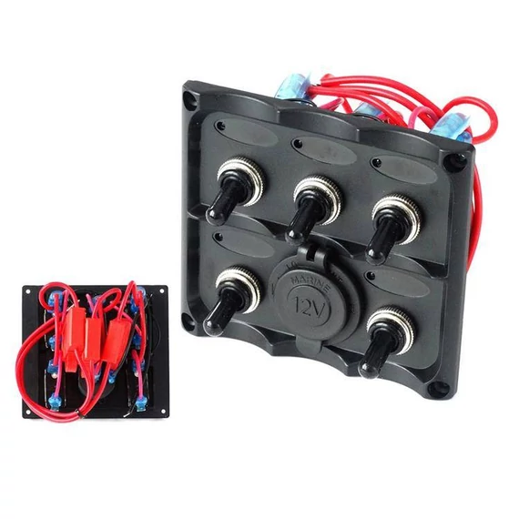 Kapcsoló panel 12V SPST/ON-OFFx5, 1xGZ, 3B 15A IP68