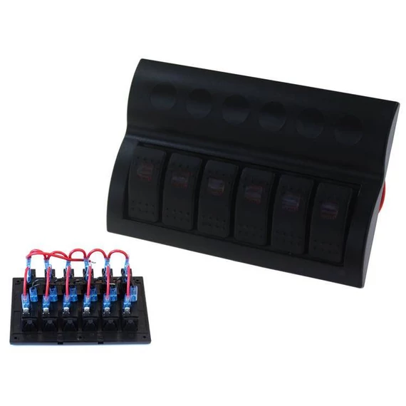 Kapcsoló 12/24V IP68 ON-OFFx6, 6xB 3x5A 2x10A 1x15A 2x10A 1x15A