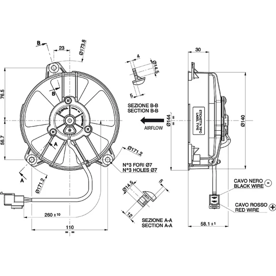 Axiális hűtőradiátor hűtőventilátor Spal 12V VA31-A101-46S (130MM)
